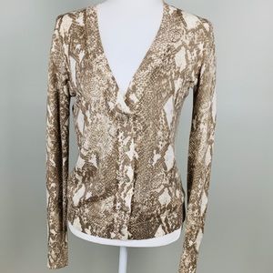 LOFT Snakeskin Print Cardigan, Size S